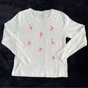 J.crew Teddie sweater Featuring Embroidered Flamingo And Pineapple  (SKU460)